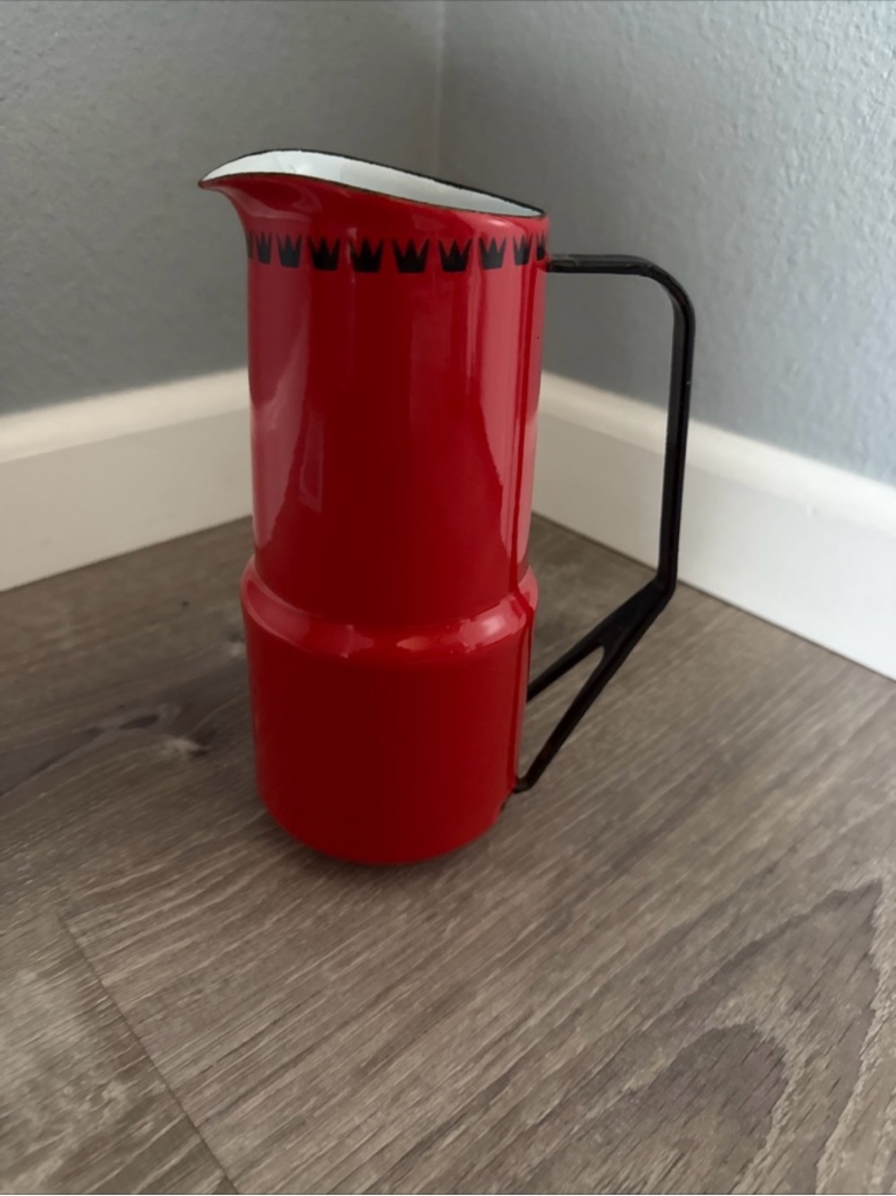 Vintage Dansk Dan Kok Denmark Glud & Marstrand Enamel Crown MCM Coffee Pitcher